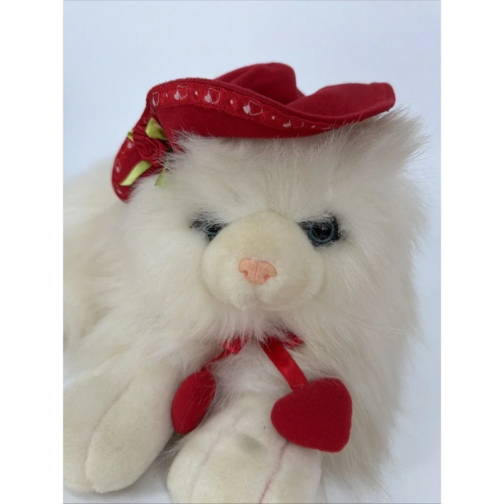 Vintage 1990s Persian Cat Plush Red Hat Accerssories Bow Cute Love Collectible